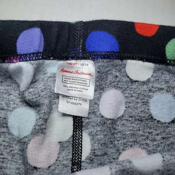 Hanna Andersson Long John Pajamas 14 160 Girls Rainbow Polka-dot Black PJ Set - Picture 14 of 15